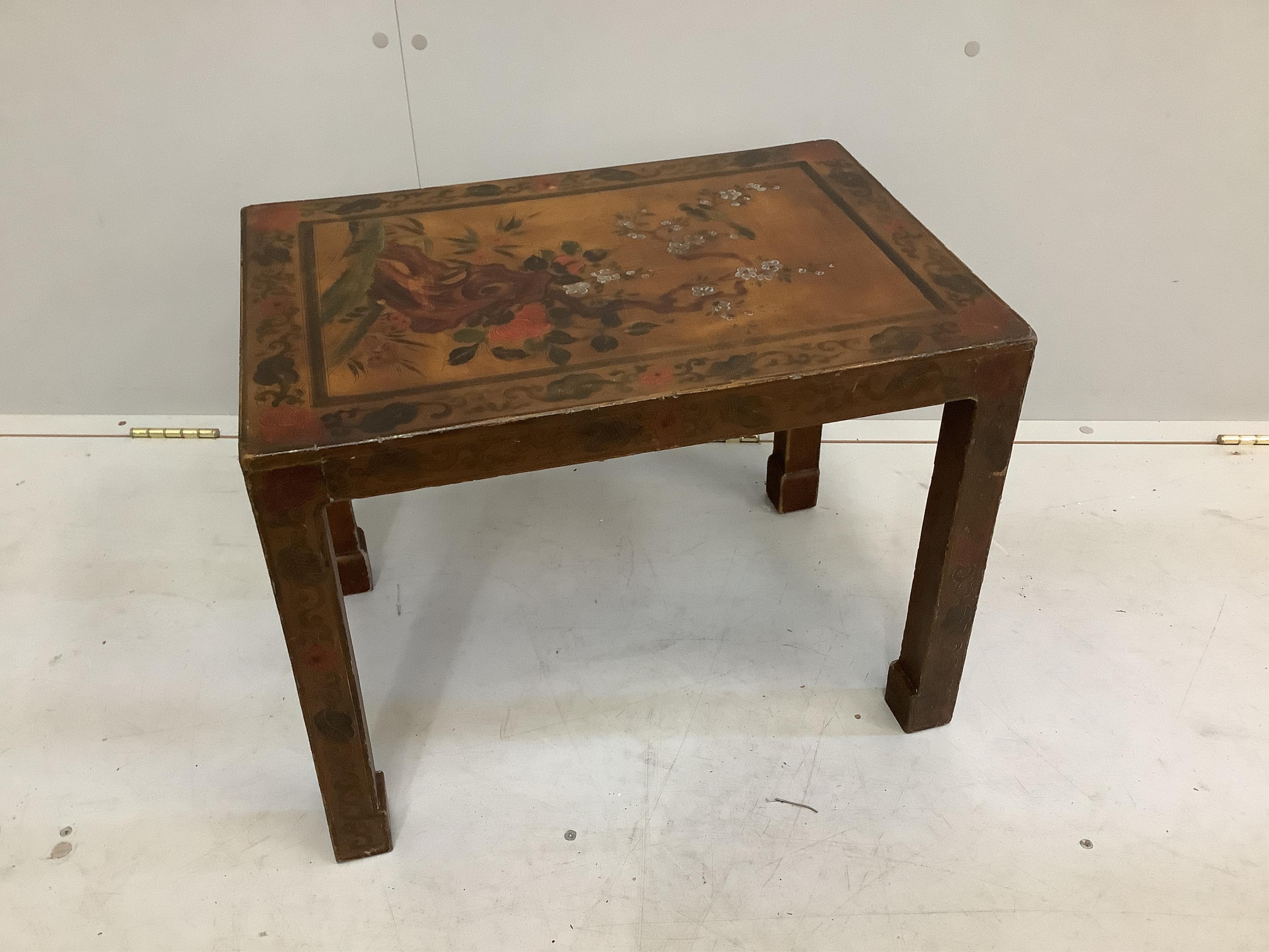 A rectangular lacquer occasional table, width 54cm, depth 37cm, height 41cm